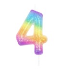 Świeczka kolorowa tęczowa na tort cyfra 4