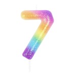 Świeczka kolorowa tęczowa na tort cyfra 7
