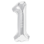 Balon foliowy srebrny cyfra 1 100cm srebrna hel