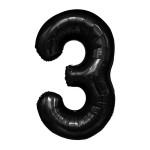 Balon foliowy czarny cyfra 3 100cm czarna hel