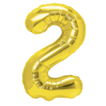 Balon foliowy cyfra 2 złota 40cm numer dwa dwójka