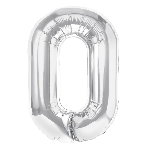 Balon foliowy srebrna cyfra 0 40cm siwa numer zero