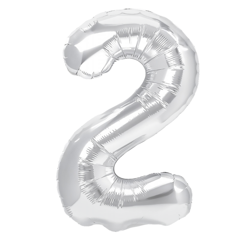 Balon foliowy srebrny cyfra 2 40cm srebrna numer dwa