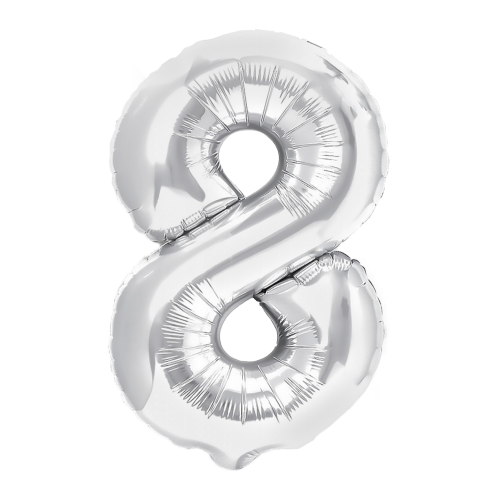 Balon foliowy srebrny cyfra 8 40cm srebrna numer osiem