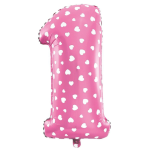 Balon foliowy różowa cyfra 1 w serduszka 40cm