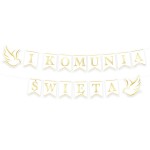 Baner Komunia Święta biało-złoty