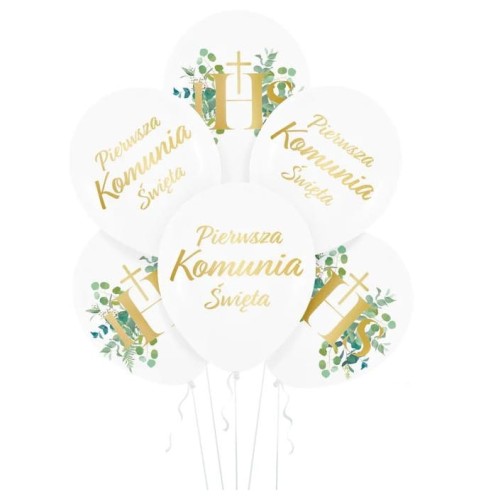 Balony lateksowe na Pierwszą Komunię świętą 6 sztuk 30cm
