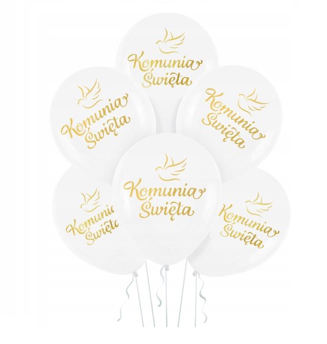 Balony lateksowe z nadrukiem Komunia Święta 12 cali 6 szt