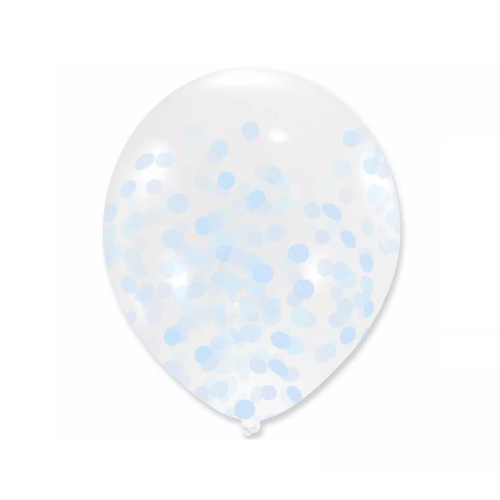 Balony lateksowe z konfetti błękitnym 12 cali 5 szt