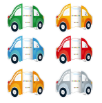 Zaproszenia na urodziny  Auta 6 sztuk + KOPERTY