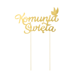 Topper na tort Komunia Święta złoty 1szt.