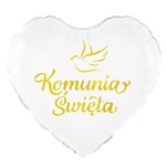 Balon foliowy serce z nadrukiem Komunia Święta 45cm 18 cali