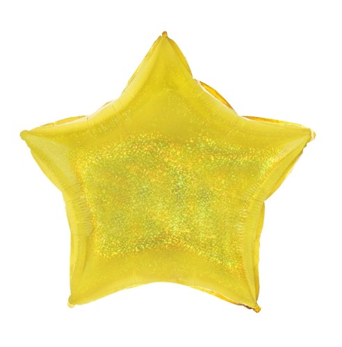 Balon foliowy gwiazda holograficzna złota 45cm 18 cali