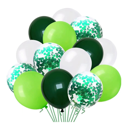 Bukiet balonów zielone Dinozaury Dżungla konfetti Dzień Św. Patryka