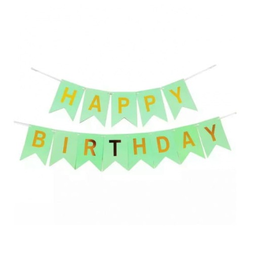 Baner Happy Birthday miętowy