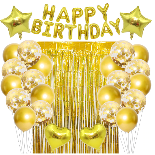 Zestaw balonów Złote na Urodziny Happy Birthday