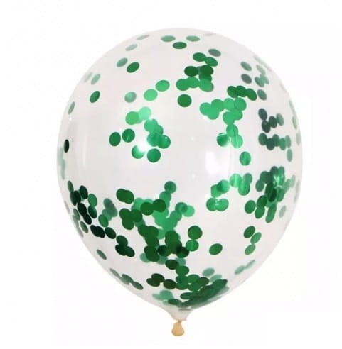 balon lateksowy z konfetti zielonym 12 cali