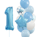 BALONY ROCZEK chłopca cyfra 1 100cm Hel błękitne zestaw balonów na urodziny
