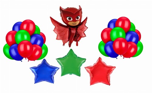 Zestaw balonów Pidżamersi Sowella na Urodziny Roczek