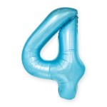 Balon foliowy niebieska cyfra 4 100cm błękitna