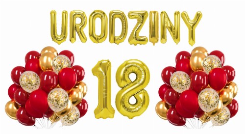 Zestaw balonów złoto czerwonych na Urodziny Cyfry 0-99