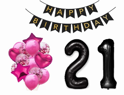 Zestaw dekoracji na Urodziny z Banerem Cyfry 100cm 0-99