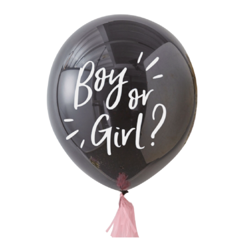 Dekoracje na Baby Shower Balon czarny Boy or Girl