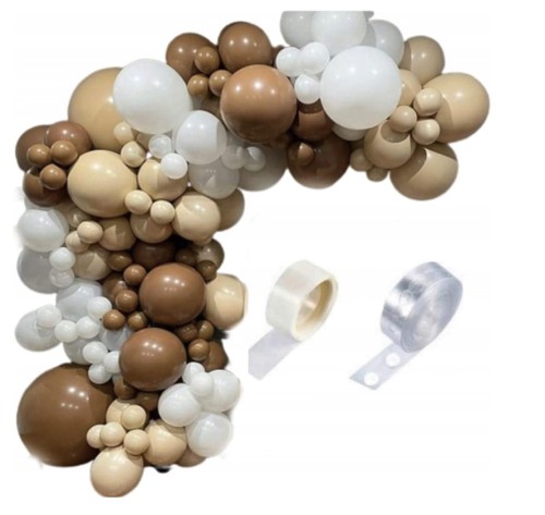 Girlanda balonowa Cappuccino biała na Chrzest roczek