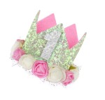 Korona brokatowa biała Roczek 1szt.