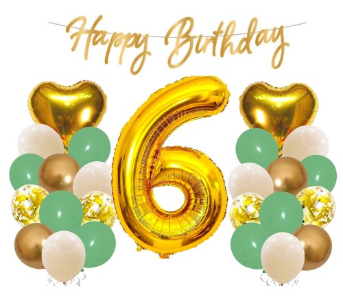 Zestaw BALONÓW URODZINY Złoty 24szt CYFRA 0–9 Girlanda KONFETTI