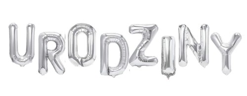 Balon foliowy napis URODZINY srebrny