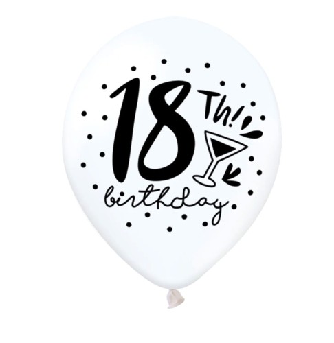 Balony na 18stkę Urodziny 12cali białe Urodzinowe zestaw balonów