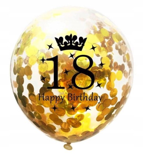 balon lateksowy z konfetti 18 Happy Birthday  12 cali