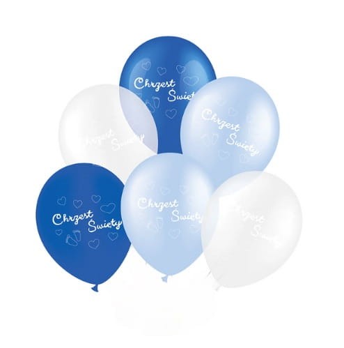 Balony lateksowe na Chrzest Święty niebieskie 12cali 6szt.