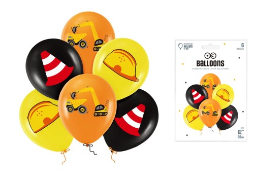 Balony lateksowe Roboty drogowe BUDOWA 12 cali 6 szt.