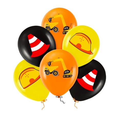 Balony lateksowe Roboty drogowe BUDOWA 12 cali 6 szt.