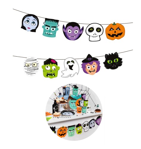 Girlanda Halloween Monsters z głowami 150cm