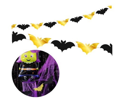 Girlanda Halloween Nietoperze złoto-czarna 250cm