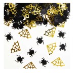 Konfetti foliowe Halloween Pająki i pajęczyny złoto-czarne 15g