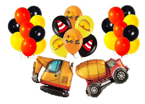 Zestaw balonów dla Chłopca Pachołki Koparki