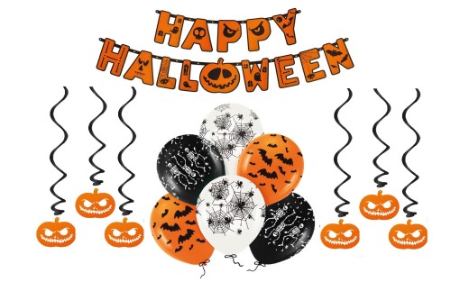 Balony na Halloween Nietoperze czarno pomarańczowe