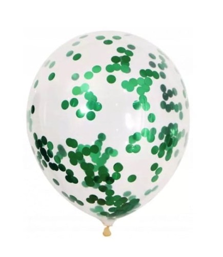 balon lateksowy z konfetti zielonym 12 cali