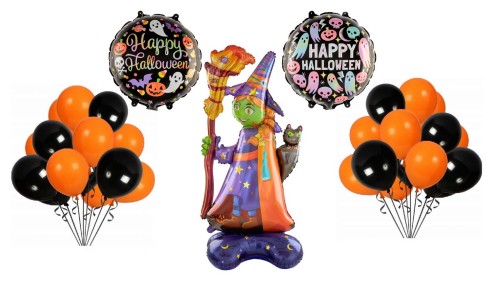 Zestaw balonów na Halloween Wiedźma Pomarańczowe