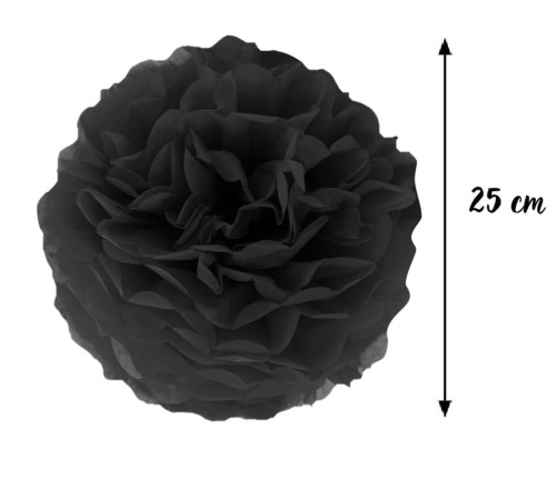 Pompon bibułowy czarny 25cm