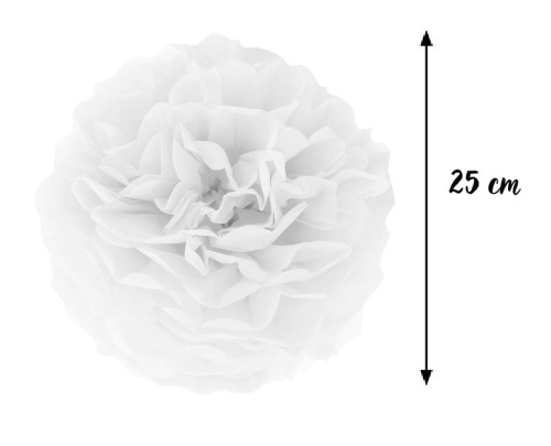 Pompon bibułowy biały 25 cm