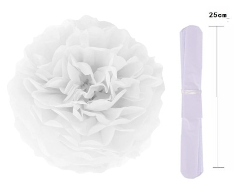 Pompon bibułowy biały 25 cm