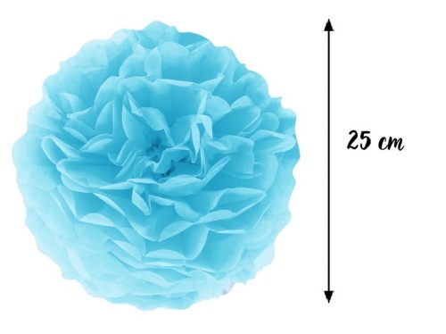 Pompon bibułowy błękitny 25 cm