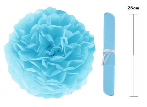 Pompon bibułowy błękitny 25 cm