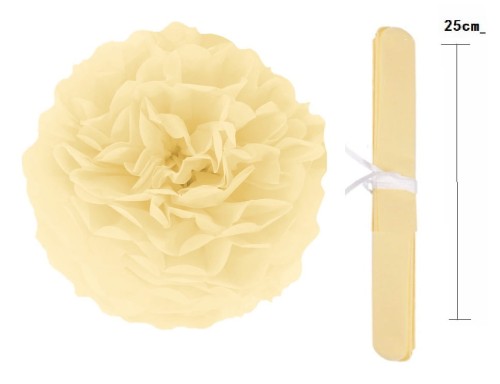 Pompon bibułowy kremowy 25 cm
