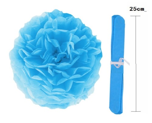 Pompon bibułowy niebieski 25 cm